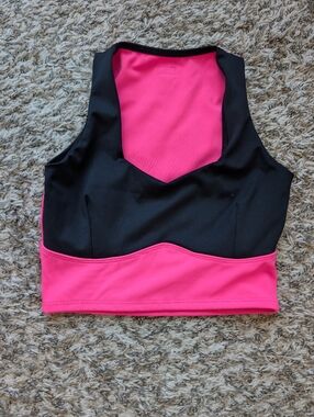 Tiger Friday Black and Hot Punk Crop Tank Adult Xs